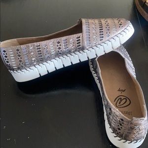 Bronze slide on walking loafers by J. Renee play